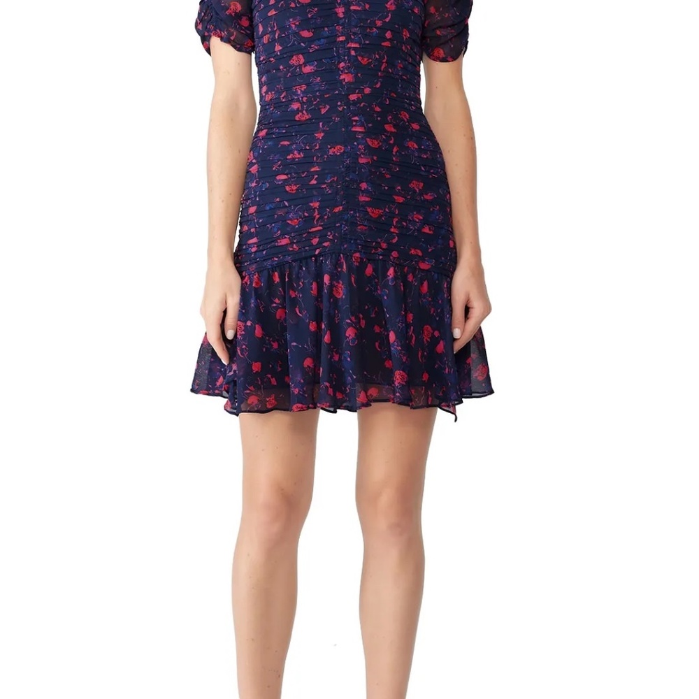 Tanya Taylor Womens Silk Falling Floral Carti Dress Blue Size 10